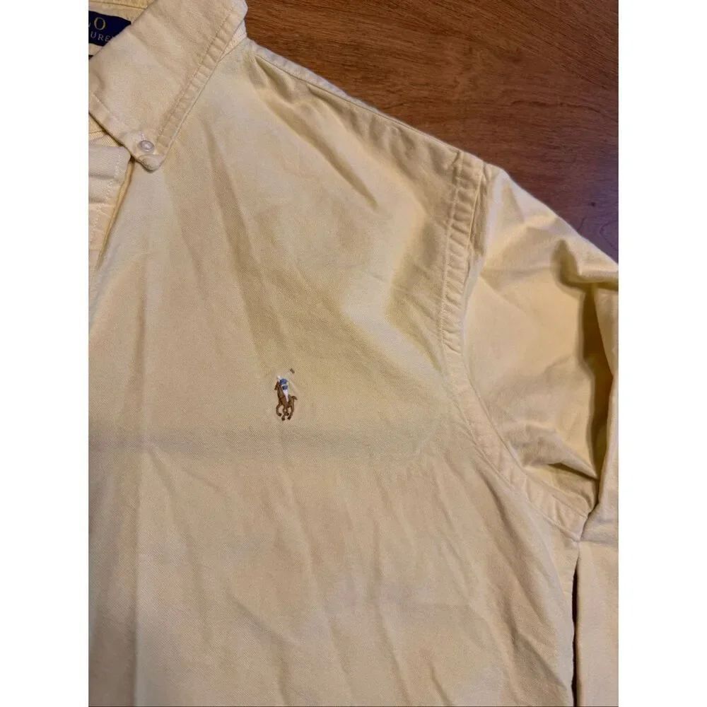 Polo Ralph Lauren Men's Classic Fit Long Sleeve Button Down Shirt Yellow Size XL - Picture 2 of 7